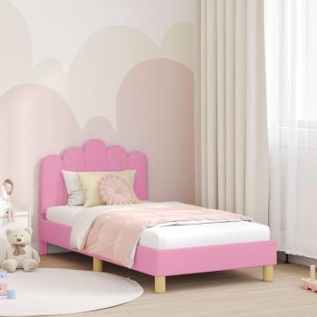 ARDEBO.de - Kinderbettgestell mit Kopfteil Rosa 80 x 160 cm Stoff