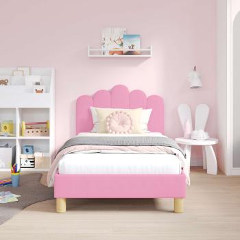 Kinderbettgestell mit Kopfteil Rosa 80 x 160 cm Stoff