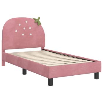 Kinderbettgestell mit Kopfteil Rosa 80 x 160 cm Samt