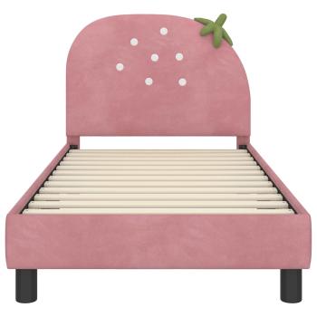 Kinderbettgestell mit Kopfteil Rosa 80 x 160 cm Samt