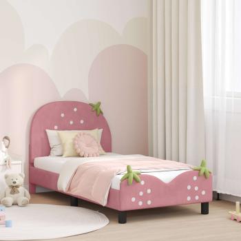 ARDEBO.de - Kinderbettgestell mit Kopfteil Rosa 80 x 160 cm Samt