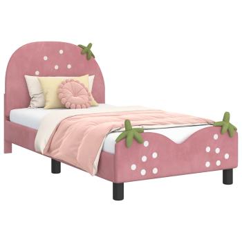 Kinderbettgestell mit Kopfteil Rosa 80 x 160 cm Samt