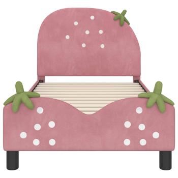Kinderbettgestell mit Kopfteil Rosa 80 x 160 cm Samt