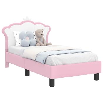 Kinderbettgestell mit Kopfteil Rosa 70 x 140 cm PU