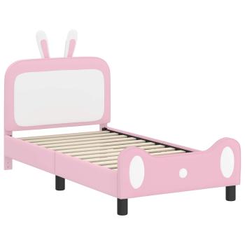 Kinderbettgestell mit Kopfteil Rosa 80 x 160 cm PU