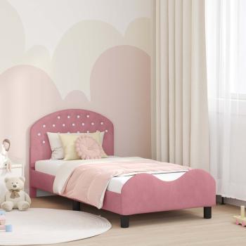 ARDEBO.de - Kinderbettgestell mit Kopfteil Rosa 80 x 160 cm Samt