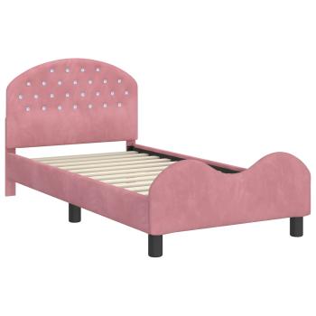Kinderbettgestell mit Kopfteil Rosa 80 x 160 cm Samt