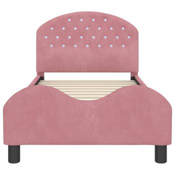 Kinderbettgestell mit Kopfteil Rosa 80 x 160 cm Samt