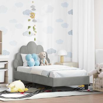 ARDEBO.de - Kinderbettgestell mit Kopfteil Hellgrau 70 x 140 cm Samt