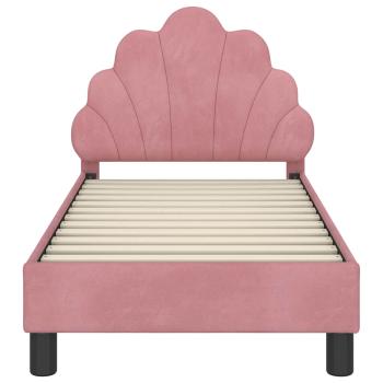 Kinderbettgestell mit Kopfteil Rosa 70 x 140 cm Samt