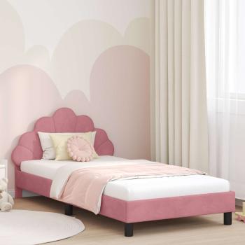 ARDEBO.de - Kinderbettgestell mit Kopfteil Rosa 90 x 200 cm Samt