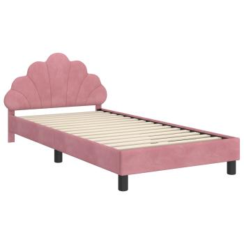 Kinderbettgestell mit Kopfteil Rosa 90 x 200 cm Samt