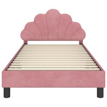 Kinderbettgestell mit Kopfteil Rosa 90 x 200 cm Samt