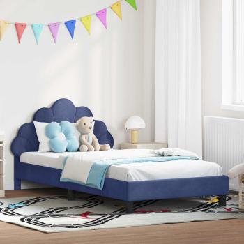 ARDEBO.de - Kinderbettgestell mit Kopfteil Polizeiblau 90 x 200 cm Samt