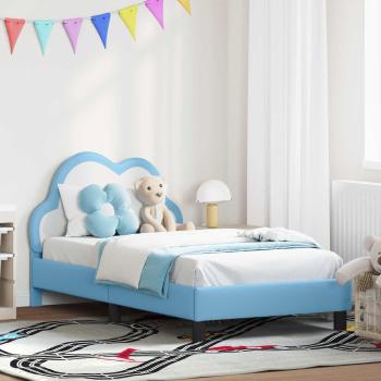 ARDEBO.de - Kinderbettgestell mit Kopfteil Blau 80 x 160 cm PU