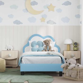 Kinderbettgestell mit Kopfteil Blau 80 x 160 cm PU