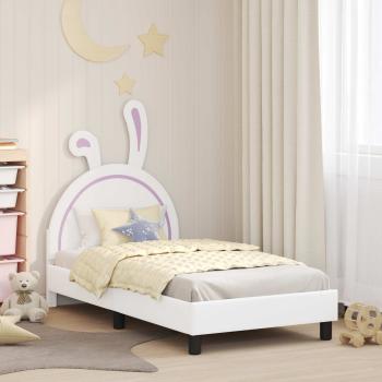 ARDEBO.de - Kinderbettgestell mit Kopfteil Weiß 80 x 160 cm PU