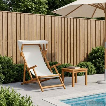 ARDEBO.de - Liegestuhl 3 Position Massives Eukalyptus Holz Creme