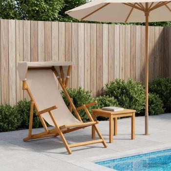 ARDEBO.de - Liegestuhl 3 Position Massives Eukalyptus Holz Beige