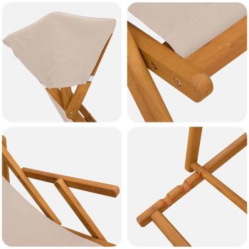 Liegestuhl 3 Position Massives Eukalyptus Holz Beige