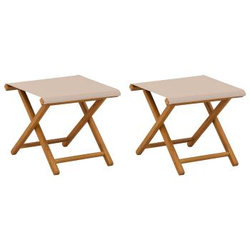 Liegestuhl 2 pcs Massives Eukalyptus Holz Beige