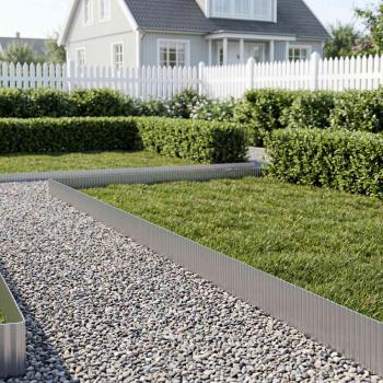 ARDEBO.de - Raseneinfassung 20 m x 10 cm Verzinkter Stahl Silber