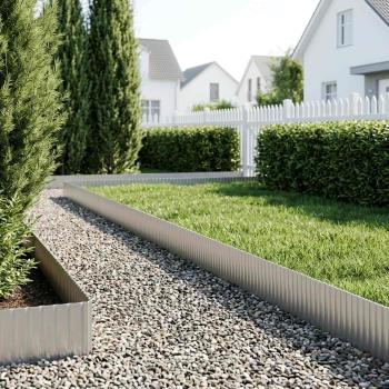 ARDEBO.de - Raseneinfassung 20 m x 25 cm Verzinkter Stahl Silber