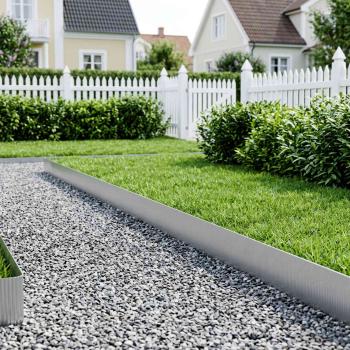 ARDEBO.de - Raseneinfassung 5 m x 10 cm Verzinkter Stahl Silber