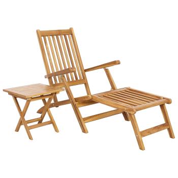 Klappdeckstuhl mit Tisch Natur Massivholz Teak