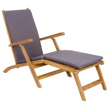 Klappliegestuhl mit Kissen Dunkelgrau Massivholz Teak