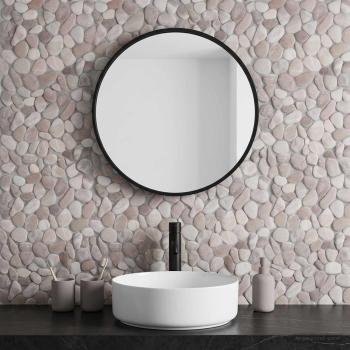 ARDEBO.de - Kieselplatten Beige und Blassrosa 30 x 30 cm Flusskiesel