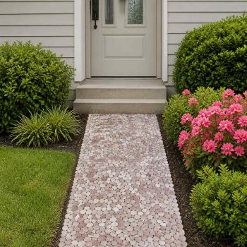 Kieselplatten Beige und Blassrosa 30 x 30 cm Flusskiesel