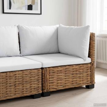 ARDEBO.de - Ecksofa mit Kissen GENDT Natürliches Rattan Natur