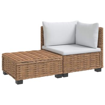 2 Stk. Rattan-Lounge-Set mit Kissen GENDT Naturrattan Natur