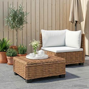 2 Stk. Rattan-Lounge-Set mit Kissen GENDT Naturrattan Natur