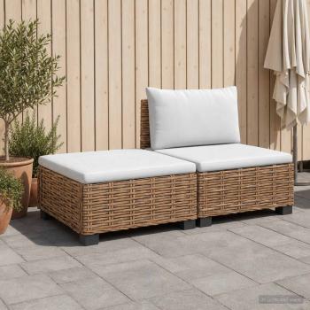 ARDEBO.de - 2 Stk. Rattan-Lounge-Set mit Kissen GENDT Naturrattan Natur