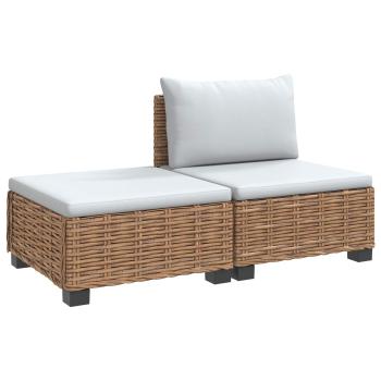 2 Stk. Rattan-Lounge-Set mit Kissen GENDT Naturrattan Natur