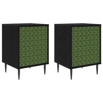 Nachttisch GELEEN 2 stk. Schwarz Eichen-Optik 36 x 33 x 51 cm