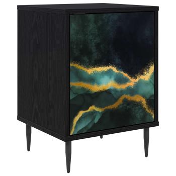 Nachttisch WIJHE Schwarz Eichen-Optik 36 x 33 x 51 cm