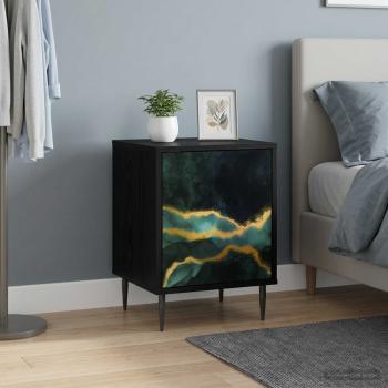 ARDEBO.de - Nachttisch WIJHE 2 stk. Schwarz Eichen-Optik 36 x 33 x 51 cm