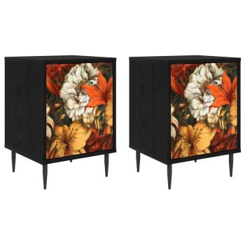 Nachttisch GENNEP 2 stk. Schwarz Eichen-Optik 36 x 33 x 51 cm