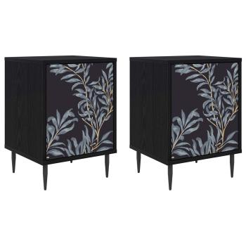 Nachttisch DOKKUM 2 stk. Schwarz Eichen-Optik 36 x 33 x 51 cm