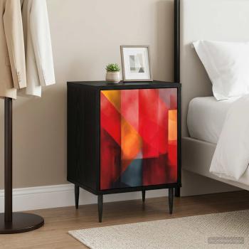 ARDEBO.de - Nachttisch HEESCH Schwarz Eichen-Optik 36 x 33 x 51 cm