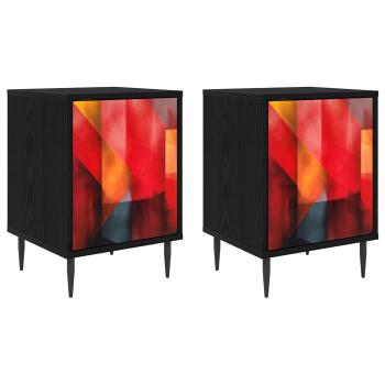 Nachttisch HEESCH 2 stk. Schwarz Eichen-Optik 36 x 33 x 51 cm
