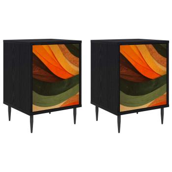 Nachttisch BONN 2 stk. Schwarz Eichen-Optik 36 x 33 x 51 cm