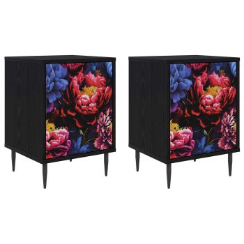Nachttisch KIEL 2 stk. Schwarz Eichen-Optik 36 x 33 x 51 cm