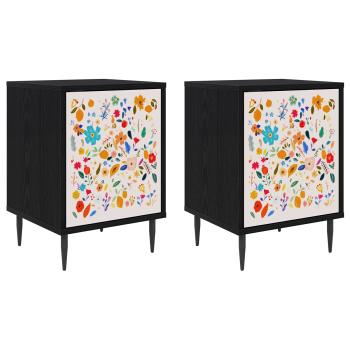 Nachttisch MAINZ 2 stk. Schwarz Eichen-Optik 36 x 33 x 51 cm
