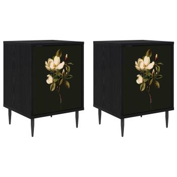 Nachttisch BREMEN 2 stk. Schwarz Eichen-Optik 36 x 33 x 51 cm