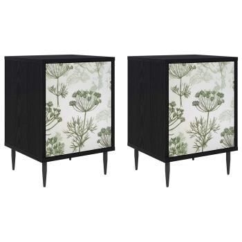 Nachttisch GOTHA 2 stk. Schwarz Eichen-Optik 36 x 33 x 51 cm