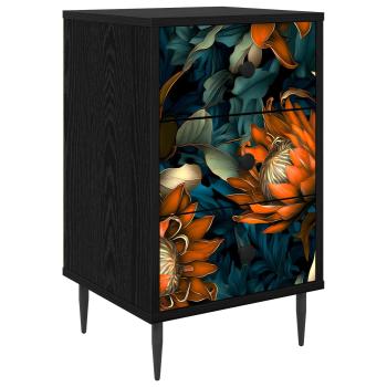 Nachttisch LOCHEM Schwarz Eichen-Optik 36 x 33 x 61 cm